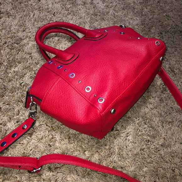 NWOT SAM & LIBBY RED LEATHER SATCHEL W LONG STRAP - Picture 8 of 10